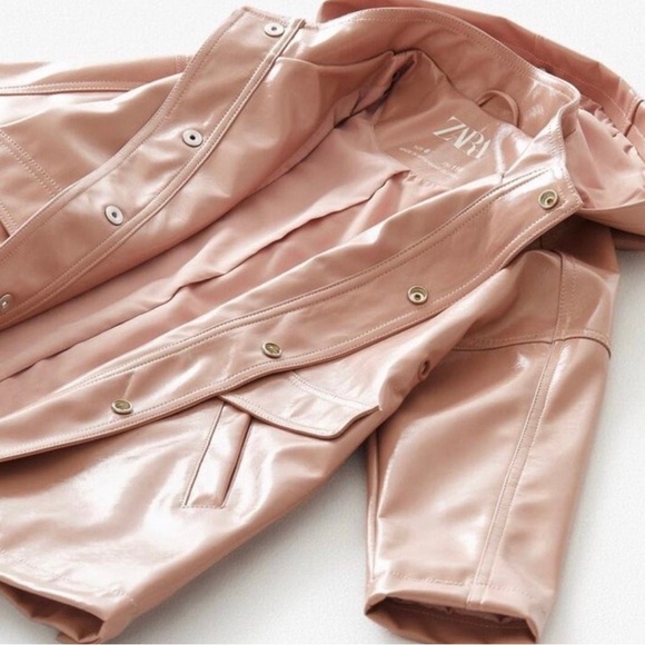 NWT ZARA Rubberized Raincoat - Picture 2 of 6